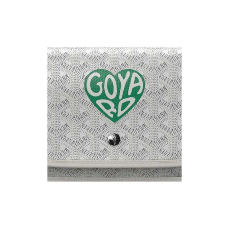 GOYARD Plumet Canvas With Leather WOC Envelope Bag Clutch Crossbody Bag Shoulder Bag Unisex White/Green Heart Edition-5