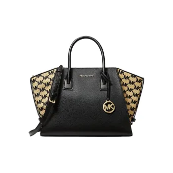 MICHAEL KORS Avril Leather Tote Bag, Shopping Bag, Shoulder Bag, Crossbody Bag, Handbag Large Size Women's Black