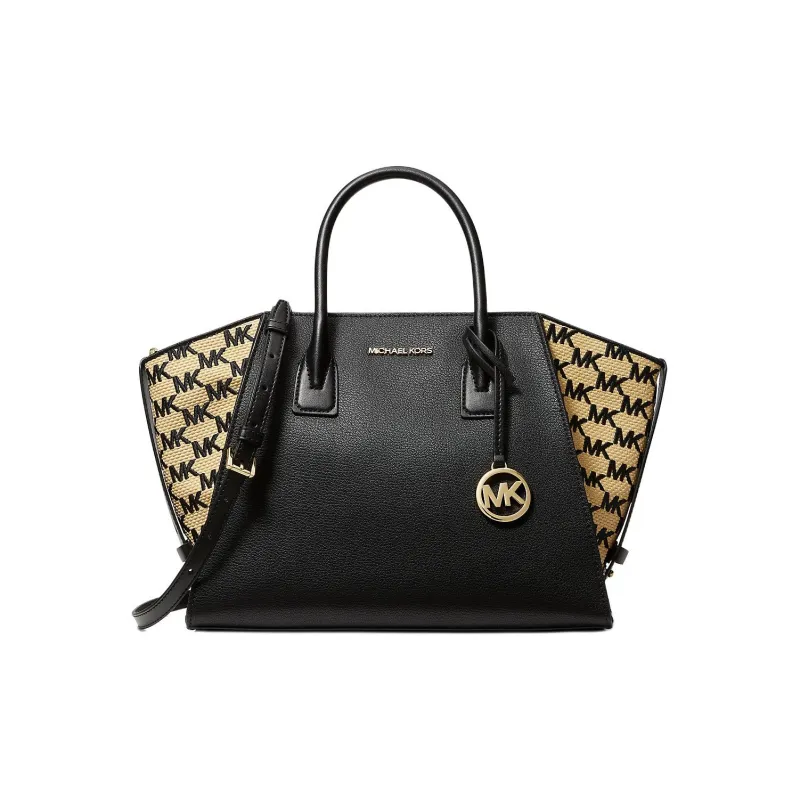 MICHAEL KORS Avril Leather Tote Bag, Shopping Bag, Shoulder Bag, Crossbody Bag, Handbag Large Size Women's Black-0