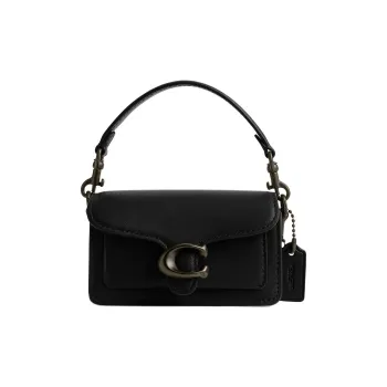 COACH Tabby Leather Messenger Bag Handbag, Shoulder Bag, Crossbody Bag Box Mini Women's Black