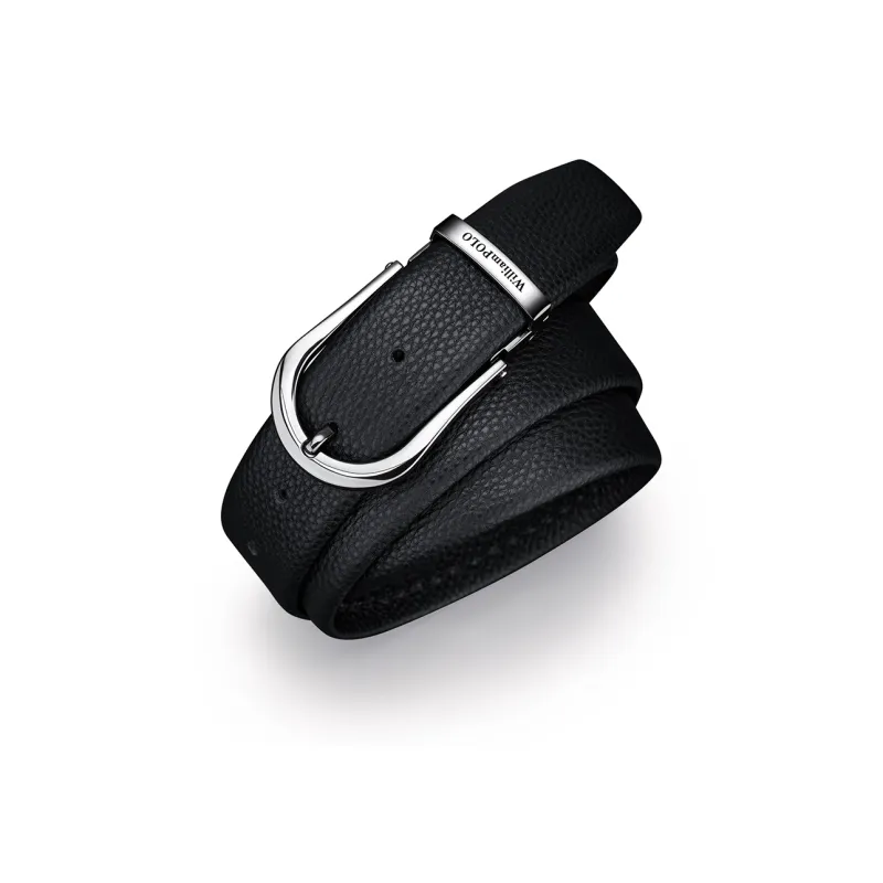 WilliamPOLO Cow Leather Leather Belts Men's Silver Width 3.4cm-4