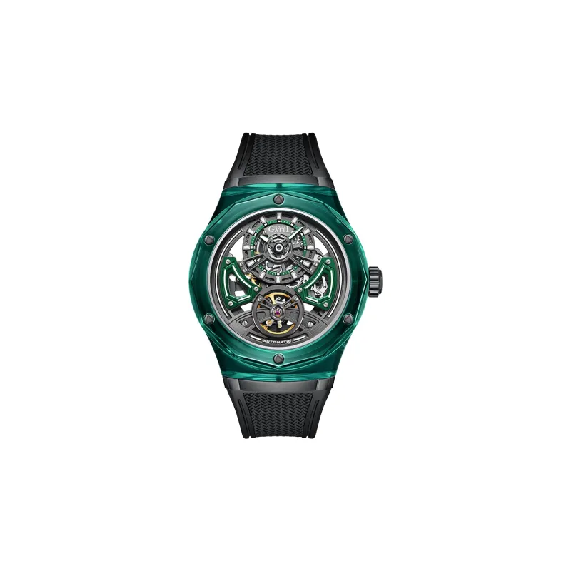 BONEST GATTI Automatic Mechanical Movement Rubber Strap Watch Men's Watches Black Dial-8