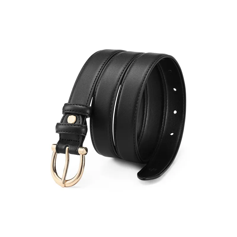 FAIRWHALE Shiny Color Alloy Pin Buckle Elegance Belt Women's Width 2.5CM-2