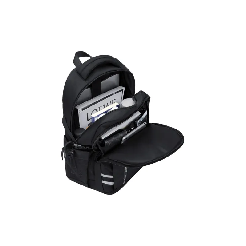 V.NINE Fabric Backpack 15.6 Graduation Travel Backpack Large Size Men's Obsidian Black-3