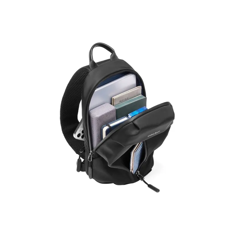 COLINS KEIRS Nylon Fabric Backpack Shoulder Bag Crossbody Bag Sling Bag Medium Size Unisex Black-5