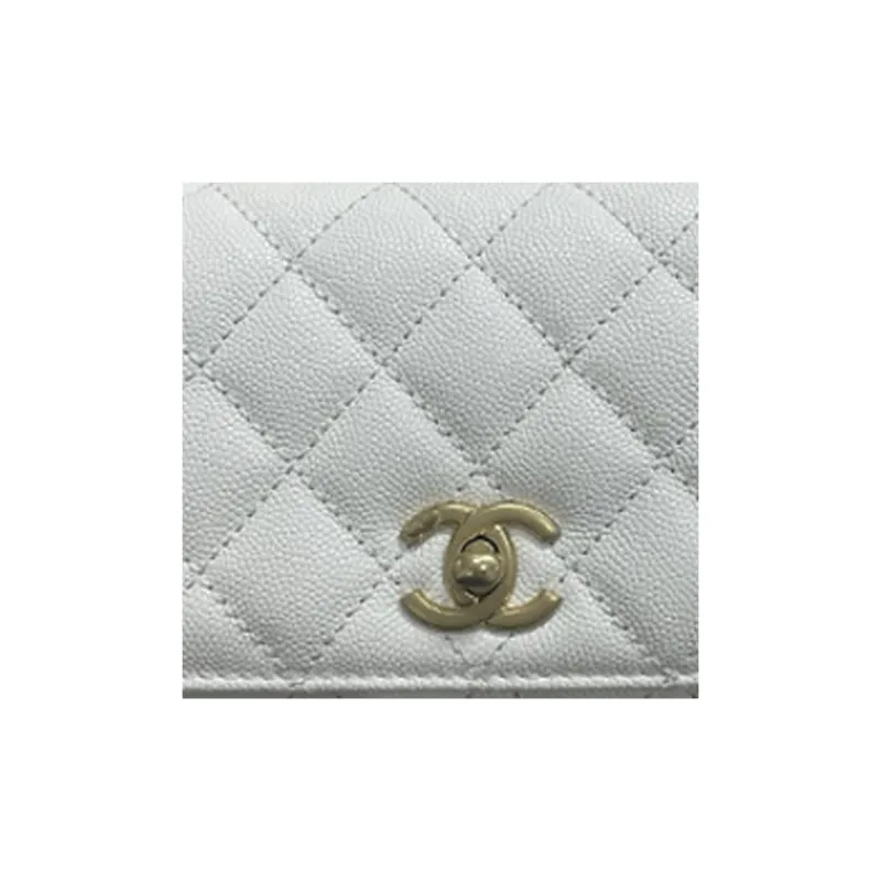 CHANEL 23P Spring Summer Coco Handle Litchi Grain Cow Leather Shoulder Bag, Crossbody Bag, Handbag Mini Women's White-2