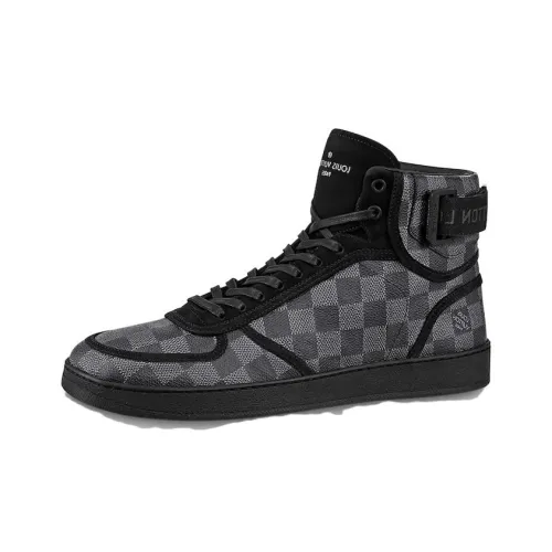 LOUIS VUITTON Rivoli Skateboard Shoes Men High-Top Black Checkered