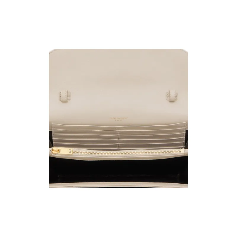 SAINT LAURENT CASSANDRE Lambskin Wallet, Shoulder Bag, Crossbody Bag Regular Women's Vintage White-5