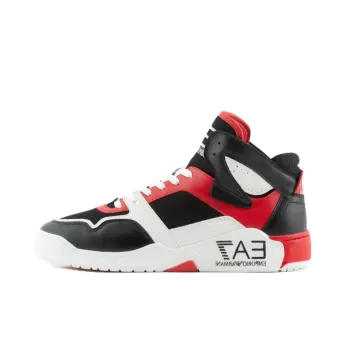 EMPORIO ARMANI EA7 Wear Resistant High Top Skateboard Shoes Unisex Black Red
