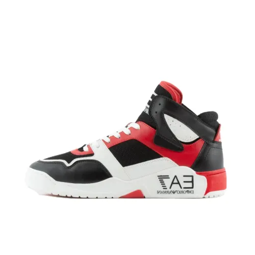 EMPORIO ARMANI EA7 Skateboard Shoes Unisex High-Top Black/Red