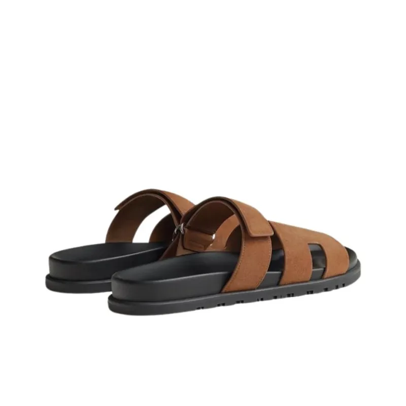 HERMES Chypre Rubber Sole Slide Slippers Men's Umber-3