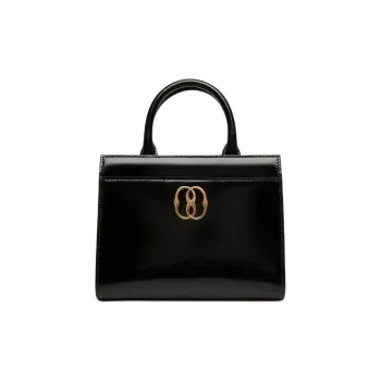 BALLY Emblem Patent Leather Tote Bag, Shopping Bag, Shoulder Bag, Crossbody Bag, Handbag Trumpets Women's Black