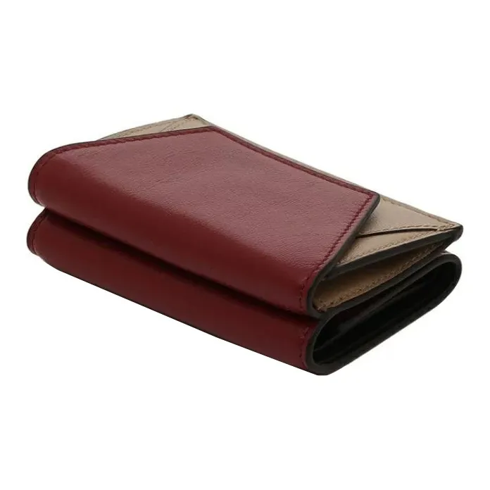 MARNI Calfskin Wallet Men's Burgundy & Beige-3