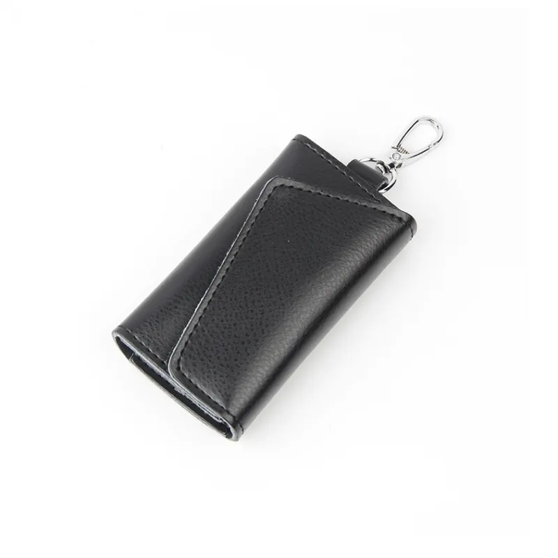 OUZIHUANG Cow Leather Key Pouch Mini Unisex Black/Purple/Red/Caramel-1