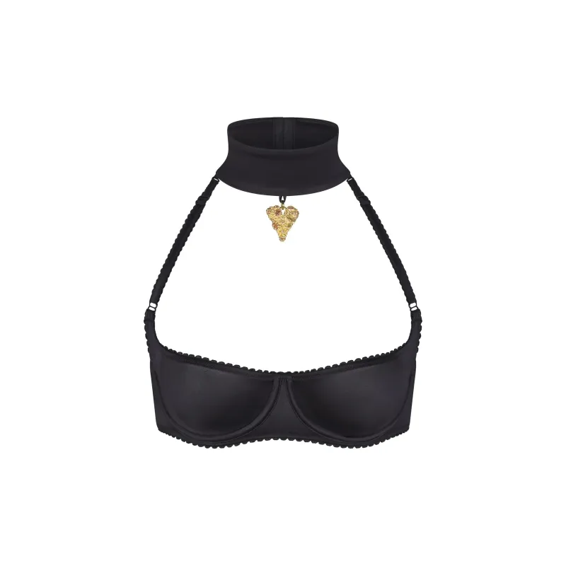 SKIMS STRETCH SATIN MEDALLION UNLINED SCOOP BRA Bra Women's ONYX/Onyx-0