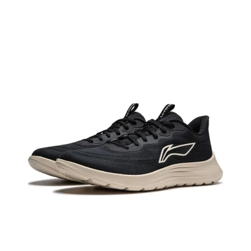 LiNing Light String Cushioning Abrasion Resistant Slip Resistant Lightweight Low Top Running Shoes Men's Black-2