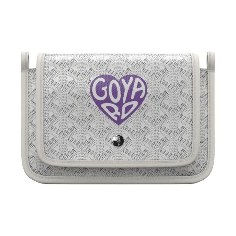 GOYARD Plumet Canvas With Leather WOC Envelope Bag Clutch Crossbody Bag Shoulder Bag Unisex White/Purple Heart Edition-0