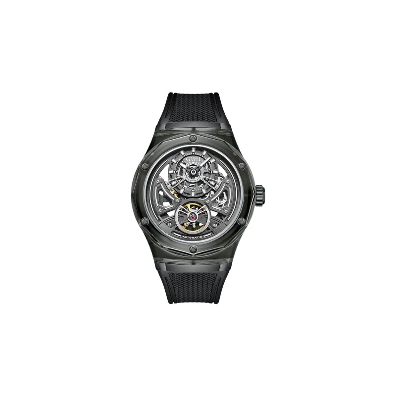 BONEST GATTI Automatic Mechanical Movement Rubber Strap Watch Men's Watches Black Dial-1