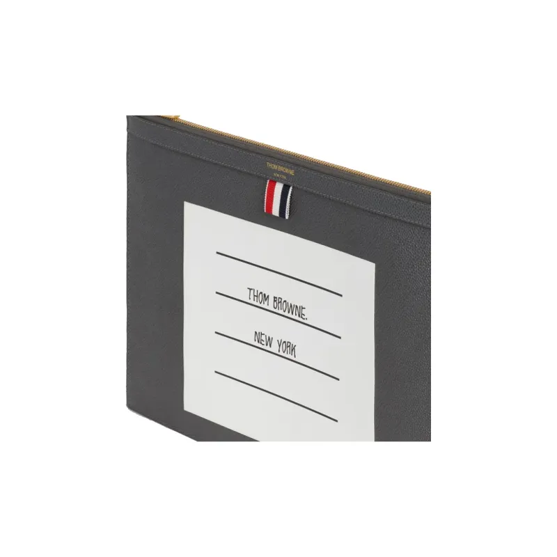THOM BROWNE· Calfskin Document Folder Clutch Medium Size Women's Dark Gray-3