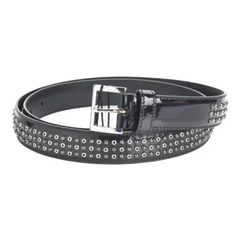 PRADA Logo Design Pin Buckle Leather Belts Women's Black