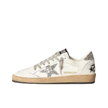 Golden Goose Ball Star White Silver Glitter Women's