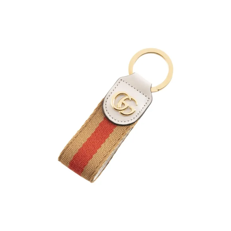 GUCCI Ophidia Canvas With Leather Key Ring Bag Accessories Unisex Beige-0