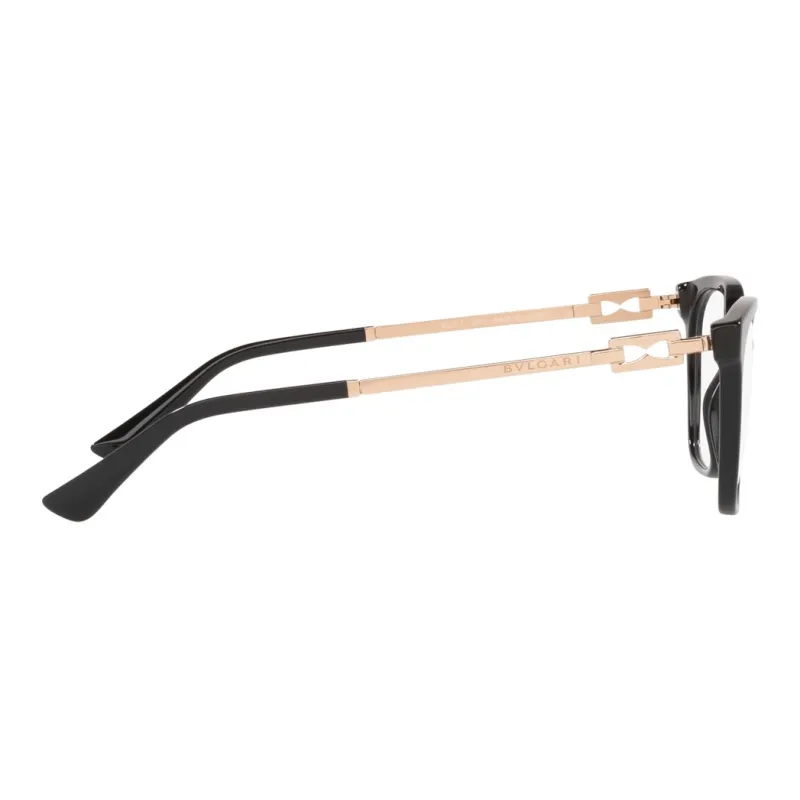 BVLGARI Metal Plastic Rectangular Eyeglass Frames Unisex Black-4