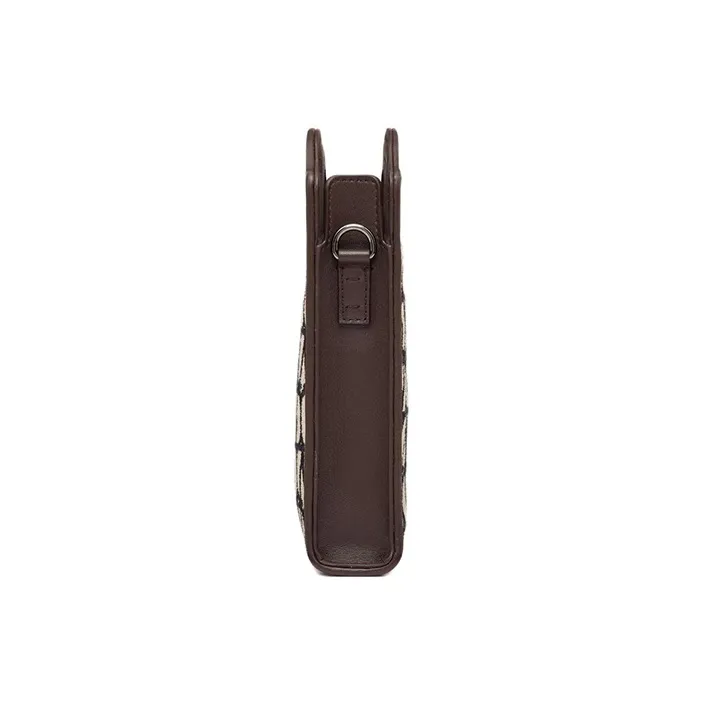 Valentino Leather Trim Crossbody Bag, Shoulder Bag Mini Men's Beige & Black-2