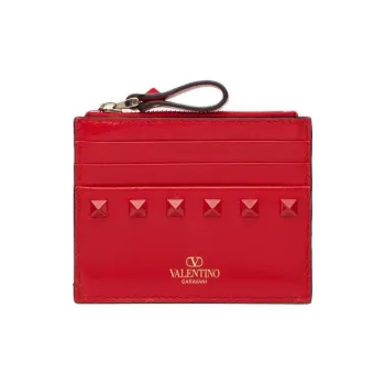 Valentino Rockstud Calfskin Wallet Women's Rogue Red