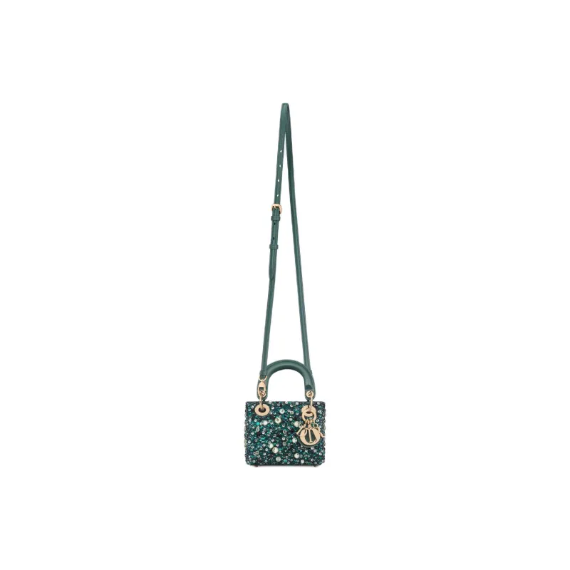 DIOR Lady Dior Embroidery Dior Bag Shoulder Bag Crossbody Bag Handbag Extra Mini Women's Pine Green-1