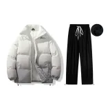 Set (Gray Coats+Black Fleece-Lined 8801 Casual Pants)