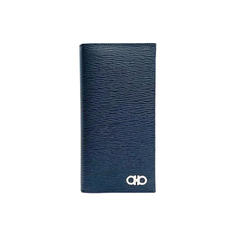 FERRAGAMO Leather Wallet Men's Marine Blue & Black-0