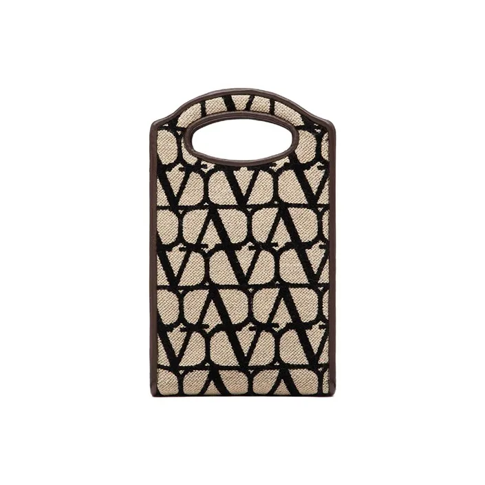 Valentino Leather Trim Crossbody Bag, Shoulder Bag Mini Men's Beige & Black-3