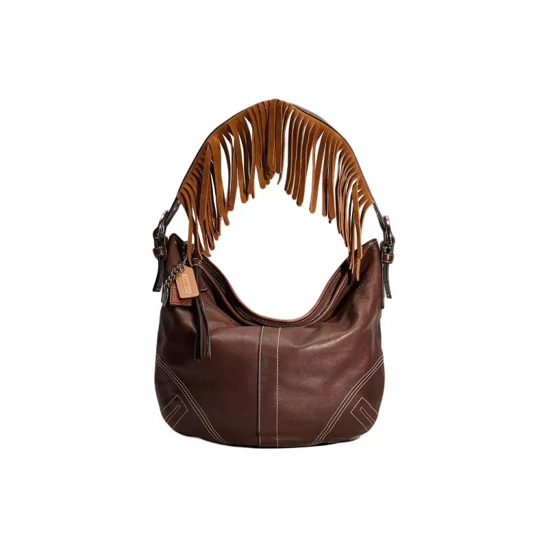 COACH Soho Leather Hobo Handbag Large Size Women's Mahogany-0
