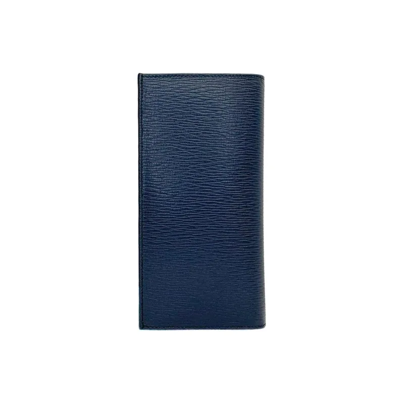 FERRAGAMO Leather Wallet Men's Marine Blue & Black-1