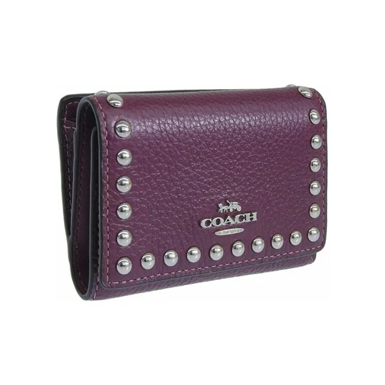 COACH Micro Leather Wallet Extra Mini Women's Deep Raspberry-1
