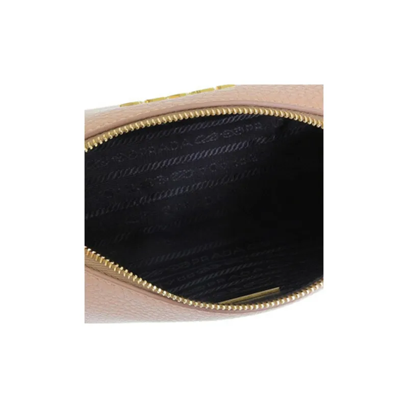 PRADA Leather Clutch Women's Beige Pink-4