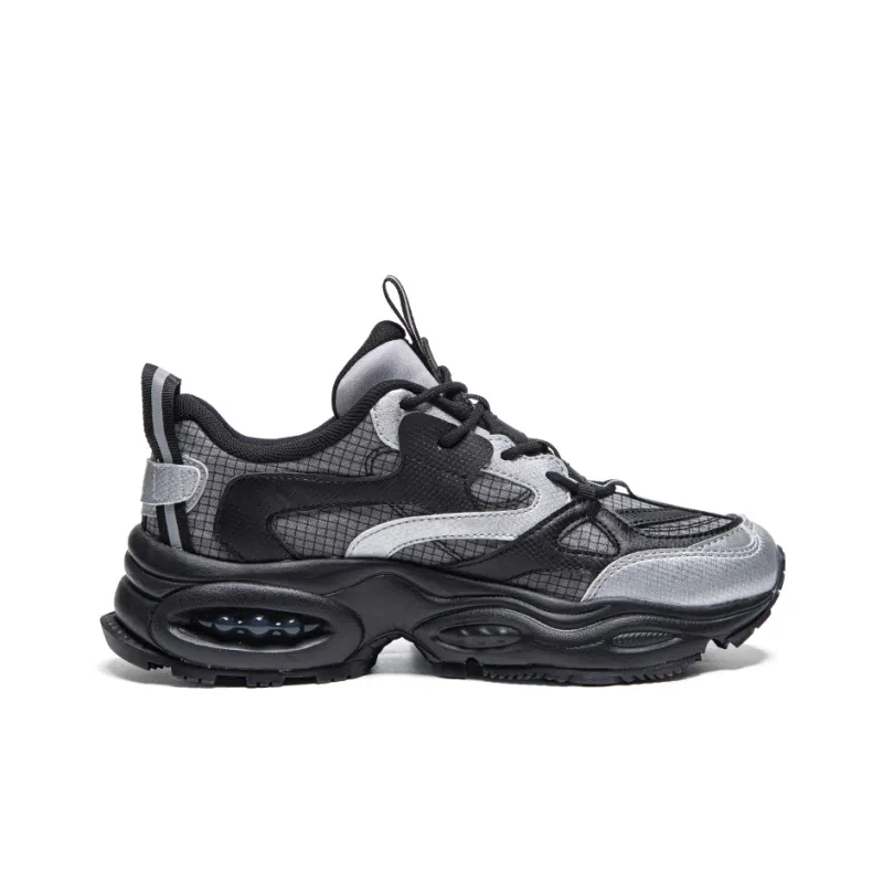 Kappa Cushioning Low Top Chunky Sneakers Unisex Black Silver-1