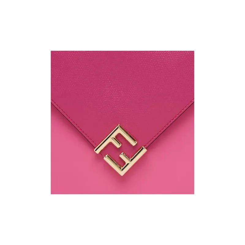 FENDI FF Diamonds Series Calfskin Clutch Large Size Women's Black-3