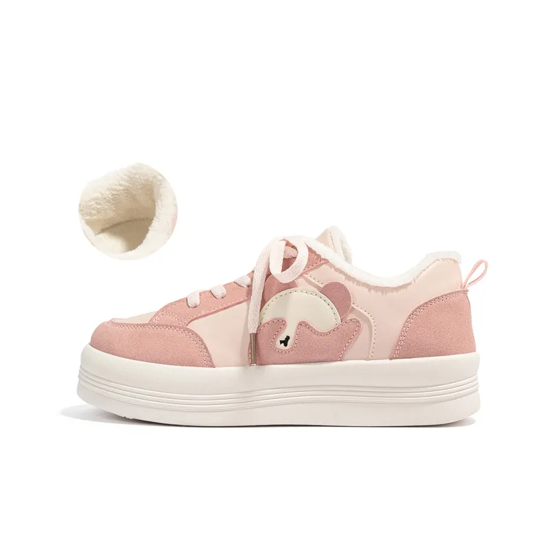 RENBEN Warm Height Increasing Low-Top Skateboard Shoes Women's-5