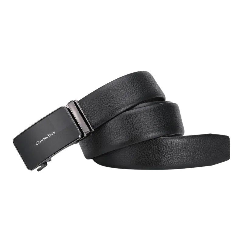 Chrisdien Deny High Quality Business Automatic Buckle Casual Commute Belt Men's Black Width  3.8cm-1