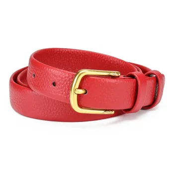 FAIRWHALE Top Grain Cow Leather Alloy Pin Buckle Slim Waist Genuine Leather Belt Women's Width 2.5CM
