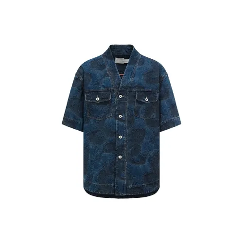 Feng Chen Wang Dragon Jacquard Denim Shirt