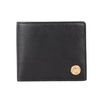 VERSACE Leather Wallet Men's Black