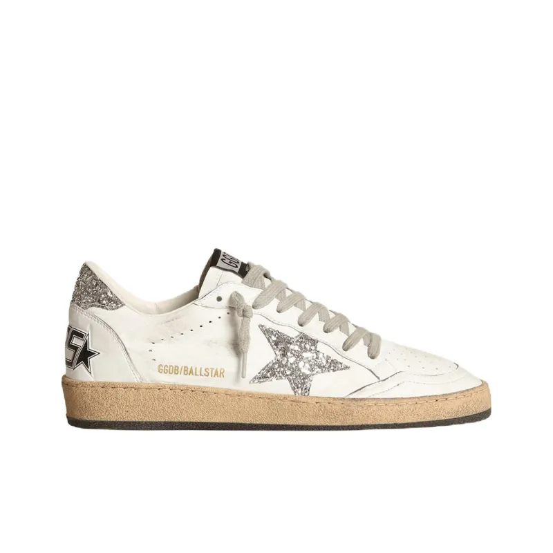 Golden Goose Ball Star White Silver Glitter Women's-1