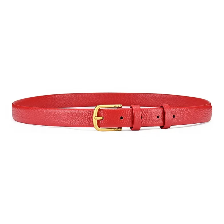 FAIRWHALE Top Grain Cow Leather Alloy Pin Buckle Slim Waist Genuine Leather Belt Women's Width 2.5CM-4