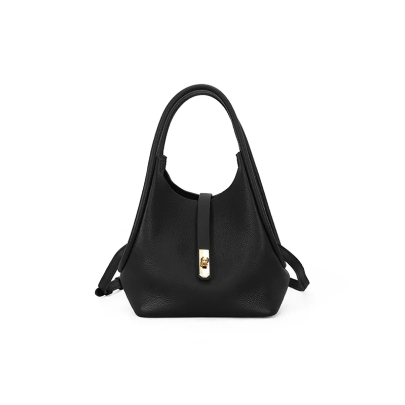 PIERRE CARDIN Versatile Commute Women's Bag Fashion Genuine Leather One Shoulder Handbag Women's Ecru/Black/Brown-8