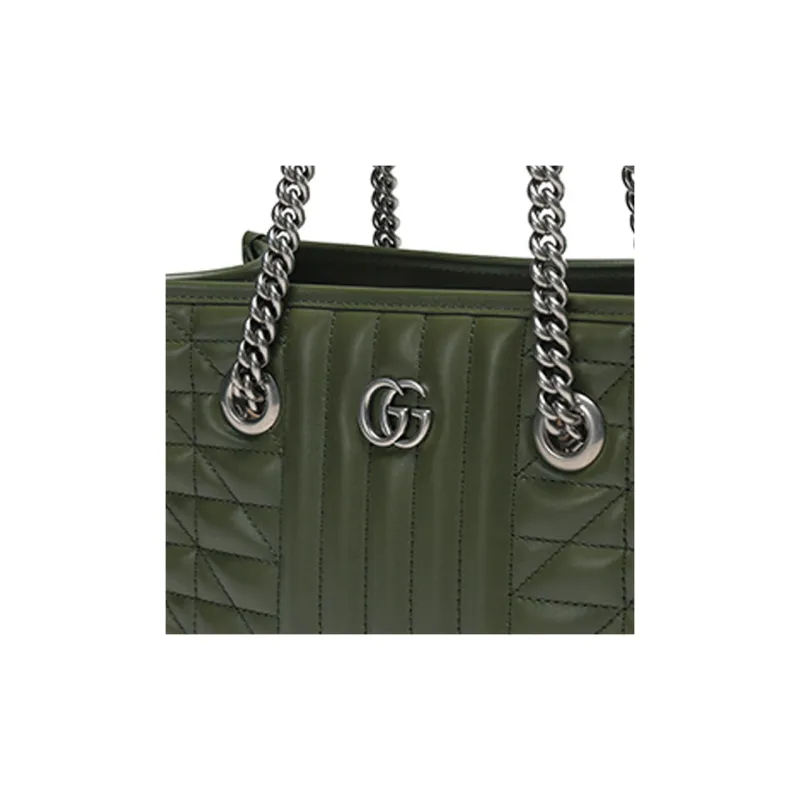 GUCCI MarmontGG Marmont Leather Tote Bag, Shopping Bag, Handbag, Shoulder Bag Small Size Women's Forest Green-8