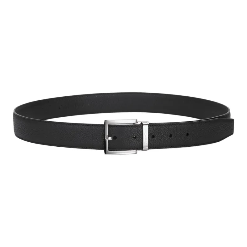 Chrisdien Deny High Quality Litchi Grain Double Sided Pin Buckle Belt Men's Black Width  3.5cm-3