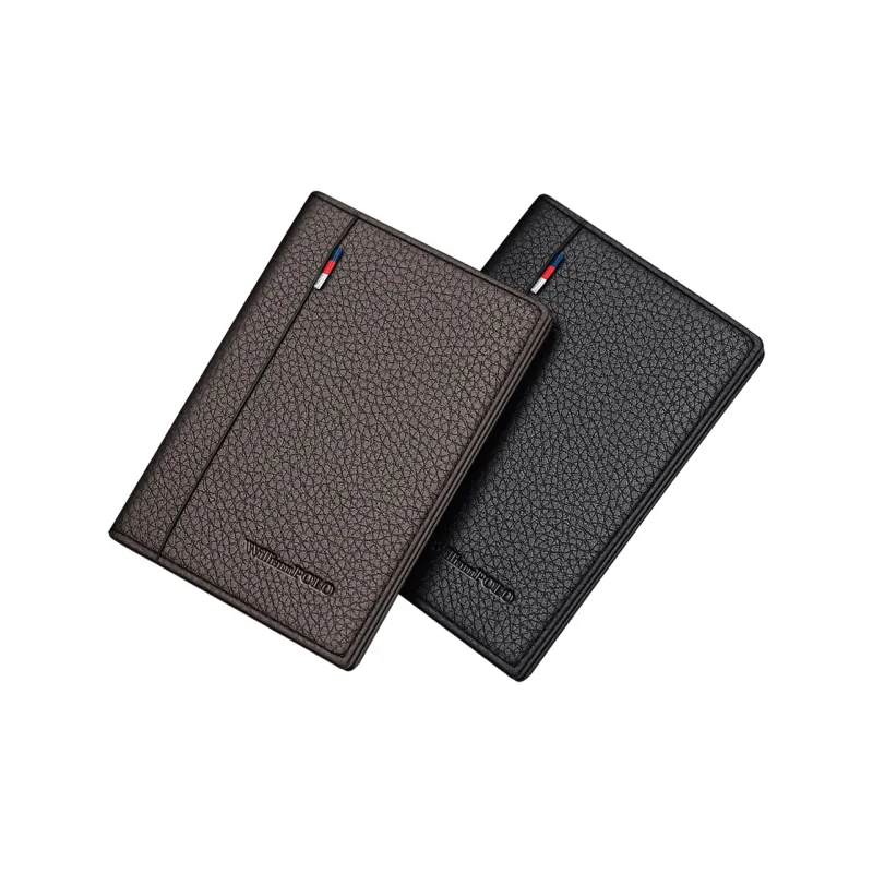 WilliamPOLO Litchi Grain Top Grain Cow Leather Card Holder Coin Purse Unisex-2